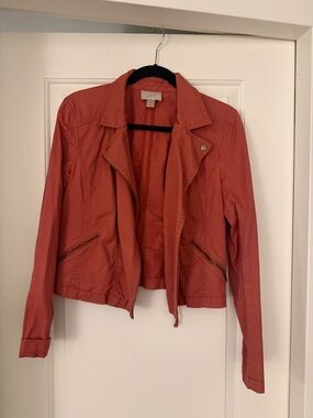 LOFT Coral-Red Zip Front Jacket